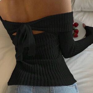 Off-Shoulder Black Sweater